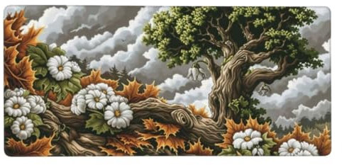 XXL Gaming Mauspad Weiß 47.2x23.6in, verlängertes Mousepad, mit Motiv Schreibtischunterlage Chrysantheme, Erweiterter Schreibtisch Schutz, Verbessert und Geschwindigkeit Gaming Mauspads N1-272