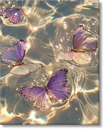 Malen nach Zahlen Erwachsene Schmetterling- Paint By Numbers Adult Animal - Cheerful Painting Kits Meer - Malen Nach Zahlen Erwachsene Leinwand Pinsel - Malen Nach Zahlen Tiere Bilder (Lila173)