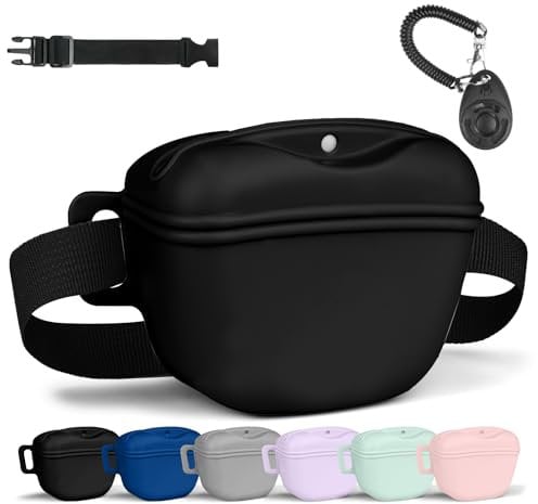 Aomig 3 sacchetti per cani con chiusura a scatto per cani, per addestramento del cane, in silicone, colore nero