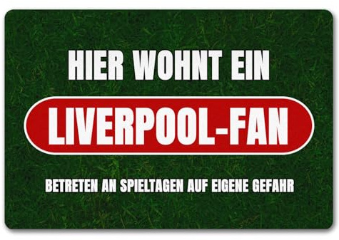 speecheese Hier wohnt EIN Liverpool-Fan Fußmatte in 40x60 cm ohne Rand mit Rasenmotiv Sportfan Liverpool England Sport Europa