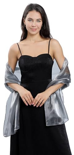 Amexo Chiffon Schal Stola damen, 70 × 170 CM Stola für abendkleid Licht Anmut, Multifunktional Chiffon Schal Shawl Schultertuch für festliche Hochzeitsgesellschaften (Asche)