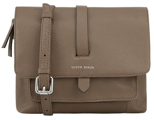 Lloyd Baker London - EVELYN Flap-Over Crossbody Bag - Damen Modernes Design aus 100% echtem Vollnarbenleder, Taupe / Braun, Medium