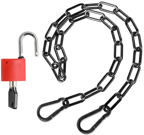 Stahlkette Edelstahlkette Kette, Sicherheitskette Metallkette mit Schloss Schwarze Edelstahl Ketten 51 Cm/20.08inch mit Karabiner für Türen, Gartentore, Pferdestall Haustierkäfige Gartentore