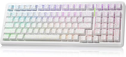 LEOBOG x Aula F99 Keyboard, Wireless Mechanical Gaming Keyboards, Hot Swappable Custom Creamy RGB Backlit Computer Keyboard,BT5.0/2.4GHz/USB-C,Topographic Side-Printed Keycaps, Switch