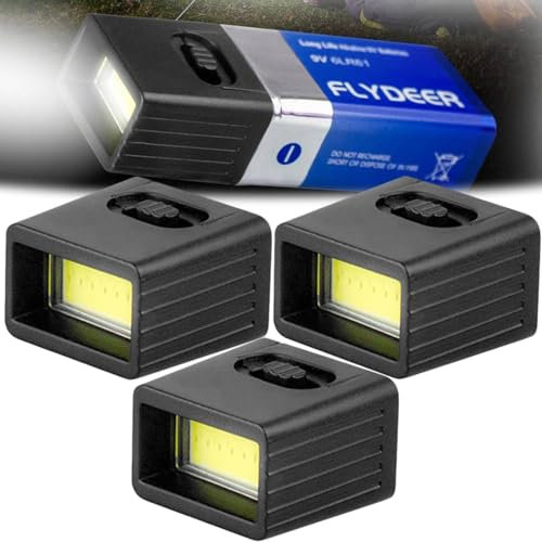 Mini Torch 9V Battery,COB LED Flashlight Mini Battery Torch, 2025 Waterproof Portable Pocket Light,Super Bright Flashlight for Outdoors Camping, Hiking, Emergency, Repair, Battery No Included (3Pcs)