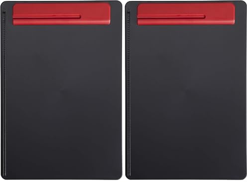 MAUL Klemmbrett A4 MAULgo | Schreibbrett im A4 Format | Moderne Schreibmappe mit Halterung für Stifte und Kugelschreiber | Ideales Klemmbrett für Alltag im Büro und Universität | Schwarz/Rot