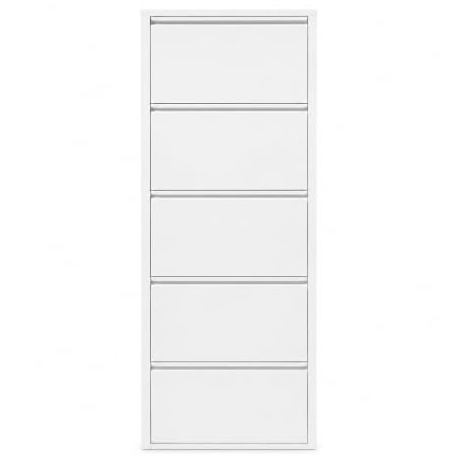 Alveon Schuhschrank mit Klappschubladen, Aufbewahrungsorganizer, freistehendes Schuhregal, Wandmontage, Keine Montage erforderlich (Weiß, 5 Schubladen)