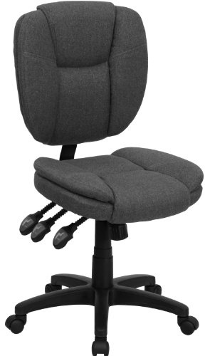 Flash Furniture Caroline Bürostuhl mit mittlerer Rückenlehne, Stoff, multifunktional, drehbar, ergonomisch, mit Kissenpolsterung, Grau