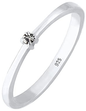 Elli Ring Damen Solitär mit Kristallen in 925 Sterling Silber
