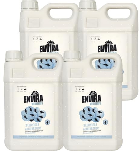 Envira Silberfischspray 4 x 5 Liter - gegen Silberfische & Papierfische | Silberfisch Spray mit Langzeitwirkung & Mittel gegen Papierfischchen - effektiv in der Wohnung loswerden