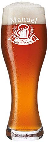 polar-effekt Bierglas mit Gravur - Leonardo Weizenbierglas 0,5 Liter - personalisierte Weißbierglas - Individuelles Weizenglas als Geburtstagsgeschenk für Männer Geschenkidee
