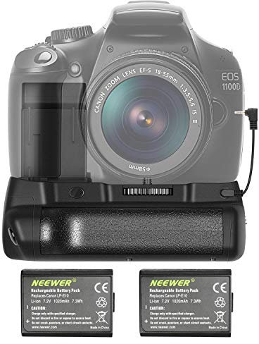 Neewer® Vertical Battery Grip with 2 Pieces LP-E10 Battery Replacement for Canon EOS 1100D / 1200D / 1300D/ Rebel T3 / T5 / T6