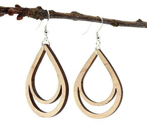 NaturSchatulle Holzschmuck Holzohrringe Tropfen Ahorn I natürliche Ohrhänger 925 Sterling Silber Ohrringe Holz Damen Ohrschmuck