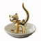 WAYER Katze ringhalter, Schmuck Ring Halter Ring behälter Kupferring-Inhaber Keramikplatten Adorable Katze Badezimmer Schmuck behälter-golden 10x10.5cm(4x4inch)