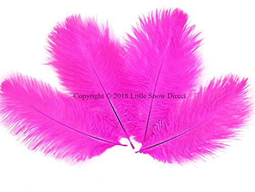 Little Snow Direct 5PCS Ostrich Feathers Plumes Fluffy 12-14 Inches Long - Fuchsia Pink