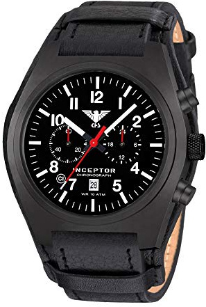 KHS Inceptor Black Steel Chronograph KHS.INCBSC.R mit Lederband G-Pad