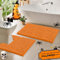 Orange Badezimmerteppiche, Chenille, 2-teiliges Badematten-Set, weicher Plüsch-Badteppich und WC-Vorleger, 2,5 cm Mikrofaser, zotteliger Teppich, super saugfähig, maschinenwaschbar, quadratisch,
