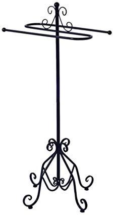 Wing Portasciugamani da Terra Bagno 2 Bracci Metallo Mensole Porta Asciugamani Porta salviette in Ferro battuto, 33 × 33 × 98 cm,Nero