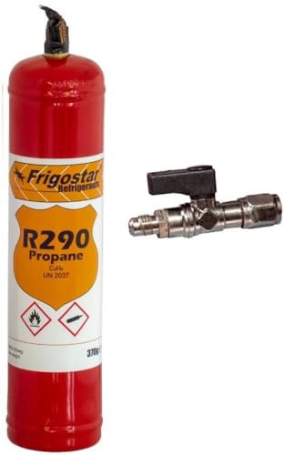 RUBINETTO + BOMBOLA GAS REFRIGERANTE R290 370 GR. FRIGO FRIGORIFERO FREEZER