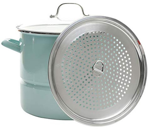Kenmore Broadway Steamer Stock Pot with Insert and Lid, 16-Quart, Glacier Blue