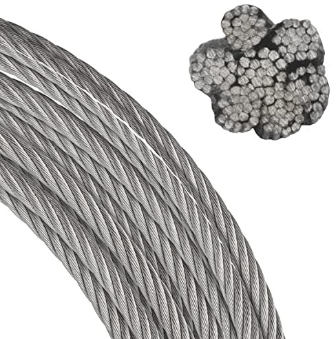 FASTON Drahtseil 2,0 mm 7x19 weich Edelstahl A4 V4A (5 Meter) Drahtseile Edelstahldrahtseile Stahlseil Seil Seilwinde Ösen für Rollen Umlenkrolle Rankhilfe