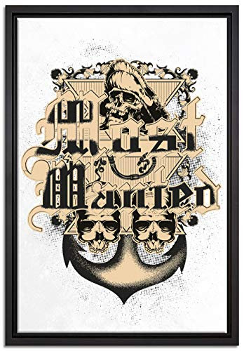 Pixxprint Most Wanted White Leinwandbild 60x40 cm im Bilderahmen, Wandbild, Schattenfugenrahmen, Kein Poster