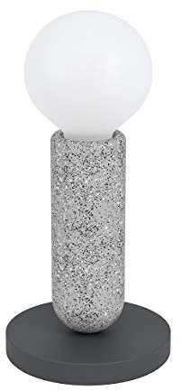 EGLO Tischlampe Giaconecchia, 1 flammige Tischleuchte Vintage, Nachttischlampe aus Stahl und Terrazzo, Wohnzimmerlampe in Anthrazit, Grau, Lampe mit Schalter, E27 Fassung