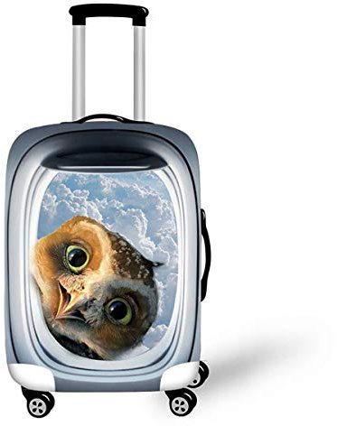 Elastisch Kofferhülle, DOTBUY 3D Reise Kofferschutzhülle Gepäck Cover Reisekoffer Hülle Schutz Bezug Schutzhülle Waschbare Reisetasche Kofferbezug (Eule,XL (30-32 Zoll))