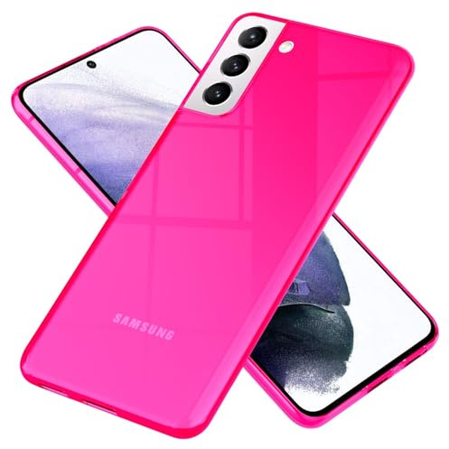 NALIA Neon Silikonhülle für Samsung Galaxy S21 Plus - Hülle, Pink | Rutschfester Grip in der Hand, Kabelloses Laden, Bündiger Kamera-Abschluss, Erhöhter Rand zum Ablegen, VIBE