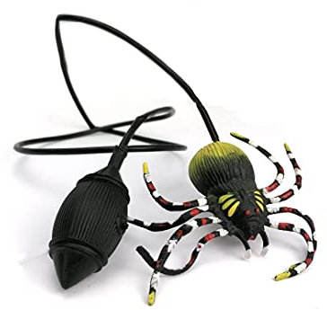 STUWU Springspinne Hüpfspinne mit Pumpe und Helloween Halloween langem Schlauch