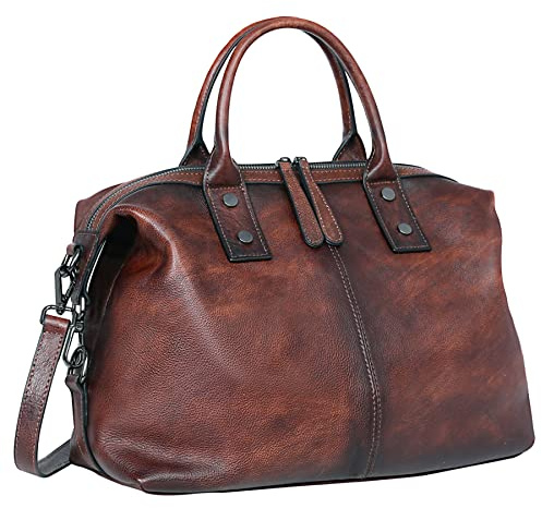 Iswee Genuine Leather Satchel Tote Bag Top Handle Handbag Designer Shoulder Bag Large Capacity Cross Body Bag