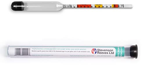 Stevenson Reeves Triple Scale Hydrometer (S1207) - For Home Brewing And Winemaking,Specific Gravity 0.980 to 1.120, Glass