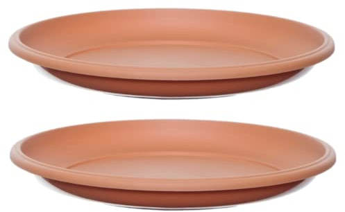 TRTO 2pcs 30cm Terracotta Milano Planter Saucer Drip Tray Round Water Drainage Garden Useful for Garden Yard Patio