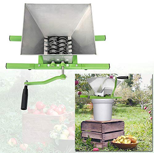 UISEBRT 7L Molino De Frutas de Acero Inoxidable con manivela trituradora Manual de Fruta Máquina Moledora, Verde