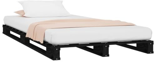 vidaXL Massivholzbett Bett Holzbett Bettgestell Bettrahmen Einzelbett Palettenbett Schlafzimmerbett Palettenmöbel Schwarz 100x200cm Kiefer