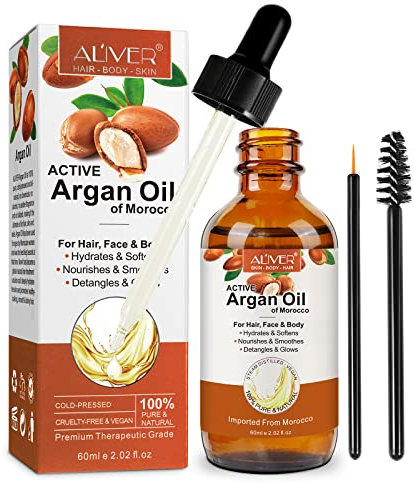 Arganöl Haare 60ML Argan öl Vegan für Gesicht, Hautpflege, Haare, Nägel, Anti-Aging, Argan oil fördert Haarwachstum und stärkt die Haarwurzeln