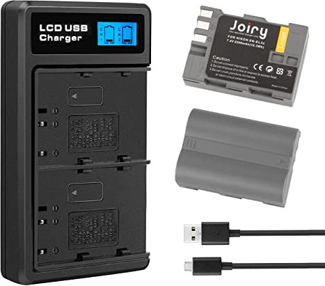 2 X EN-EL3E Batterie de Rechange et Chargeur Double Compatible avec Nikon D50, D70, D70s, D80, D90, D100, D200, D300, D300S, D700 D900 (Type B)