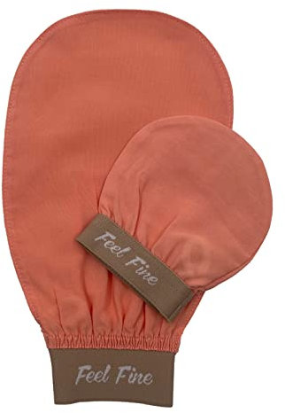 Feel Fine Türkisches Peelinghandschuh-Set – 100% Natürliche Pflanzenseide Hammam Kese für Körperpeeling für Frauen & Männer, Perfekt für Dusche, Bad & Spa (Rosa)