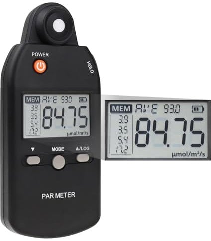 PAR Meter, Quantum PAR-Messgerät für LED-Wachstumslicht, Vollspektrum-PPFD-Messgerät, hochpräziser Quantum-Sensor, Lichtmessgerät für Pflanzen, Gewächshäuser und Landwirtschaft, 400–700 nm