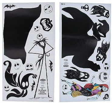Paladone Nightmare Before Christmas Wandaufkleber - Offiziell Lizenziertes Disney Merchandise, 40 einzigartige gruselige Vinylaufkleber zur Wandgestaltung, leicht abnehmbar & Leuchtend im Dunkeln