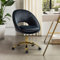 HULALA HOME Chaise de Bureau Moderne, Chaise Roulante Bureau Ergonomique, Chaise Bureau en Velours, Chaise de Coiffeuse, Confortable à Dossier Bas Réglable, Roulette Doré, pour Bureau, Chambre, Noir