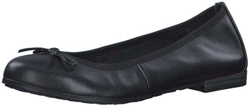 MARCO TOZZI Damen Ballerinas aus Leder mit Schleife, Schwarz (Schwarz), 38 EU