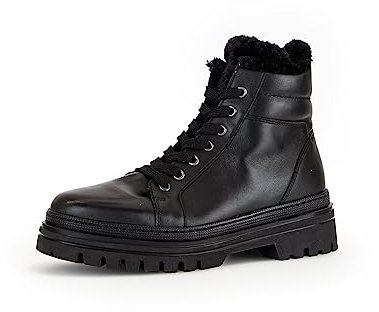 Gabor Damen Combat Boots, Frauen Stiefeletten,Wechselfußbett,Best Fitting,schnürstiefel,Winterstiefel,warm,gefüttert,schwarz,39 EU / 6 UK