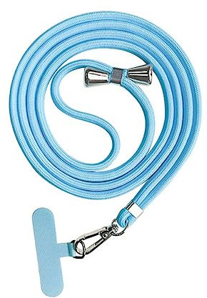 Bigcousin Universale Handykette,Handyband passend für Standard Handyhülle,Kette zum Umhängen mit Pad Handy Lanyard,verstellbar und abnehmbar,Himmelblau