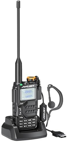 JUCJET UV-K5 Walkie Talkie Ricaricabile,Radio ricetrasmittenti a 200 canali con Batteria Ricaricabile, VOX, CTCSS/DCS, Auricolari con Microfono(1 pcs)