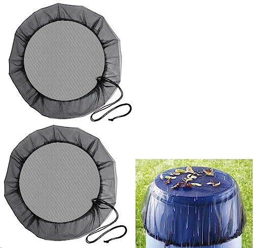 HOUSON 2 PCS Rain Barrel Net, Adjustable Protective Cover Rain Barrel Mesh Cover Water Butt Net for Rain Buckets Barrels 95cm
