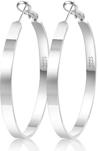 ALEXCRAFT Dick Creolen Silber 925 Groß Ohrringe Kreolen Damen Silver Hoop Earrings Geschenk für Frauen Freundin Mama Mädchen 50mm
