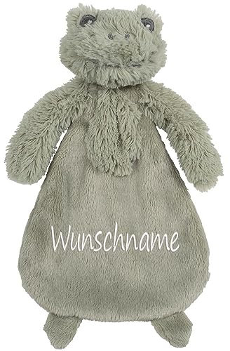 Elefantasie Schnuffeltuch mit Name Bestickt Kuscheltuch personalisiert Geschenk zur Geburt Frosch