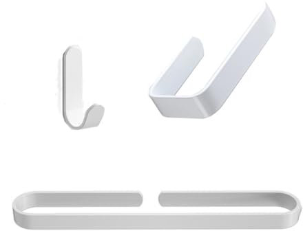 NevStp Weißes Badezimmer-Zubehör-Set, Aluminium-Toilettenpapierhalter, Wand-Nagelfrei, Küchenzubehör, Handtuchhalter, Einzelhaken, Taschentuchhalter, Weiß, 50er-Set