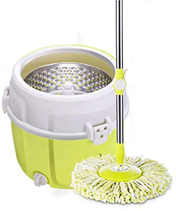 360°Self Wringing Spin Mop Automatic Drying Mop Bucket with Mop Floor Cleaning Tool Set Floor Cleaning System (Green)